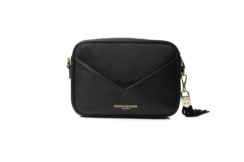 Fairfax and Favor Finsbury Cross Body Bag Black Suede-1