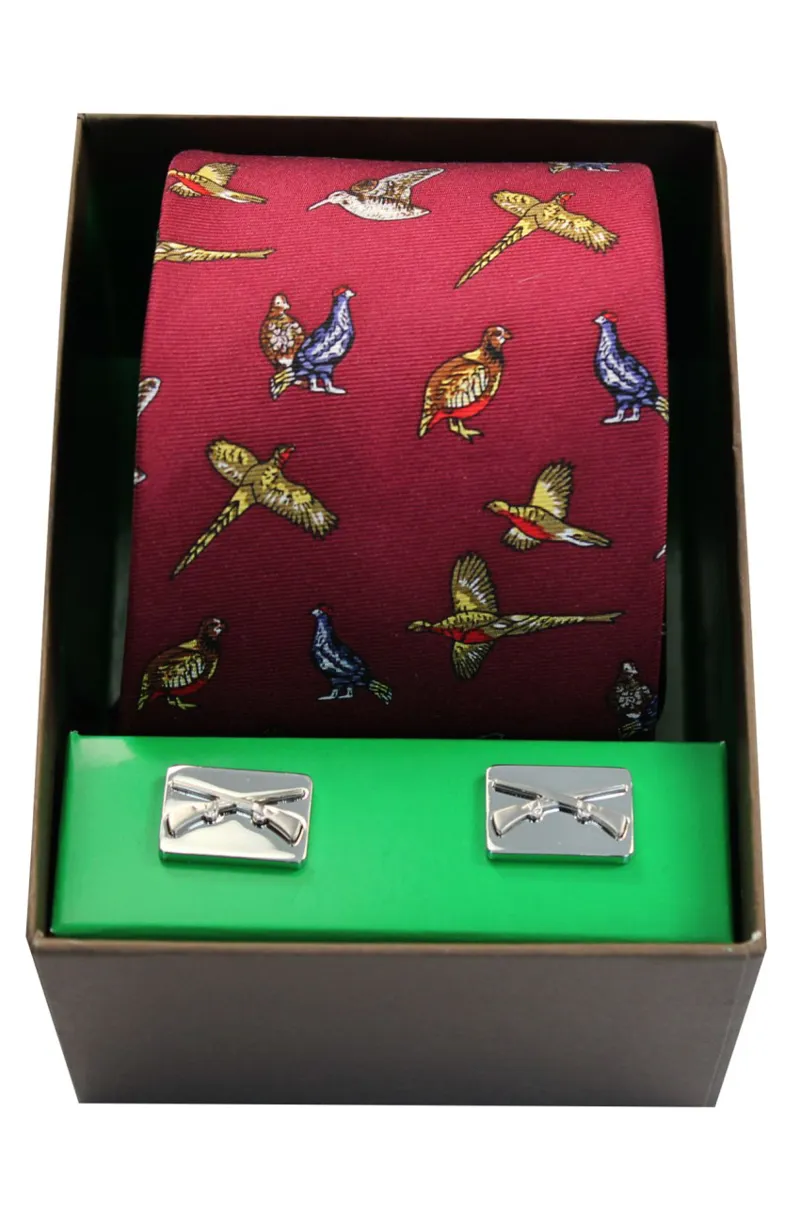 Soprano Wine Country Birds Silk Tie and Cufflink Set