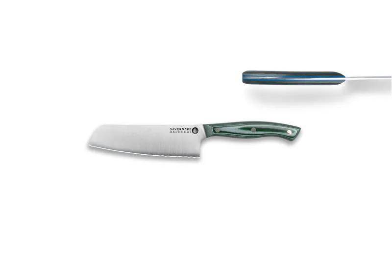 Savernake Serrated Nakiri Green Micarta/Blue