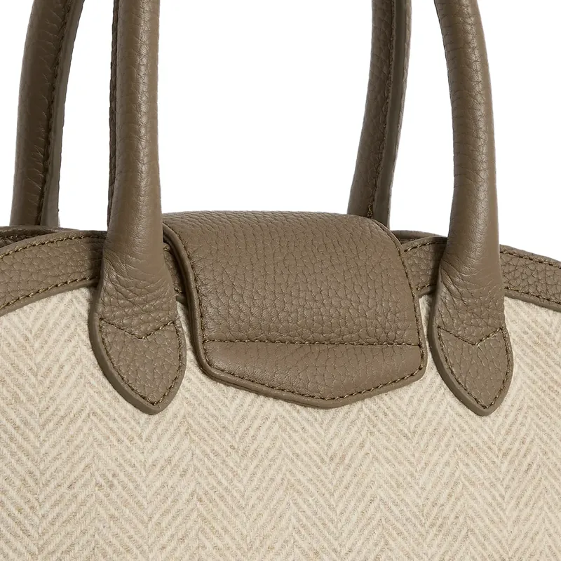 Fairfax and Favor Mini Windsor Tote Herringbone Bag - Fawn Leather-3
