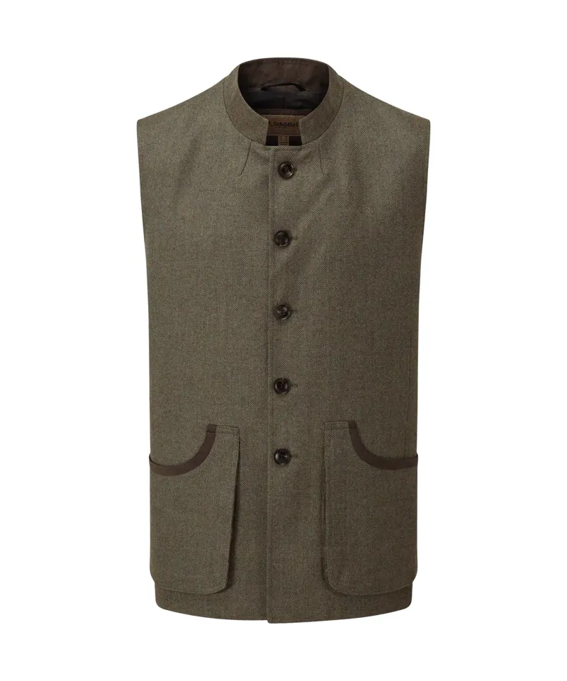 Schoffel Holcot Herringbone Tweed Waistcoat - Loden Green