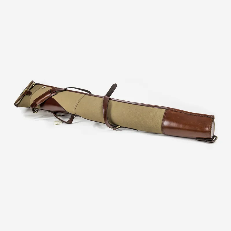 Teales Huntsman Brandy and Canvas Gun Slip :Buckle and Flap 30-2