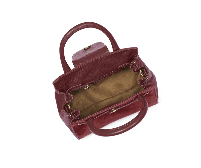 Fairfax and Favor Mini Windsor Handbag Ruby Suede-3