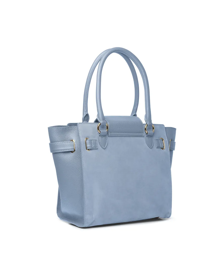 Fairfax and Favor Windsor Suede Tote Bag - Sky Blue-2