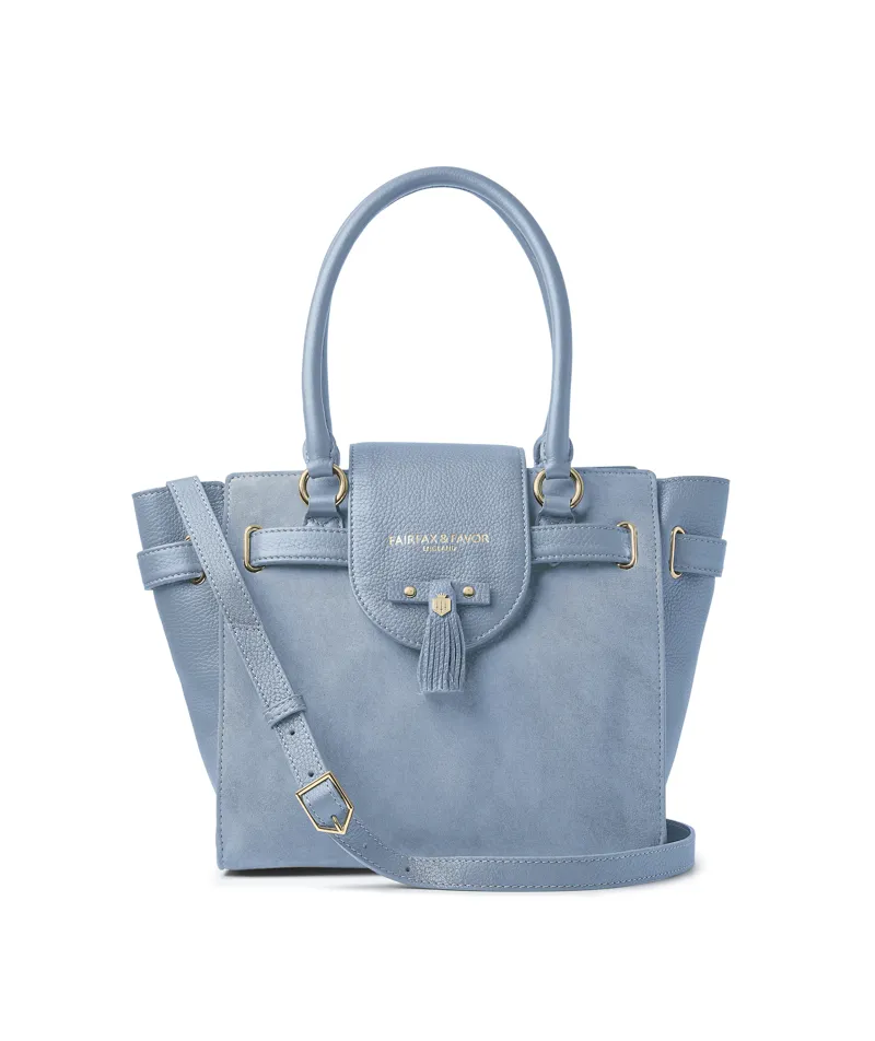 Fairfax and Favor Windsor Suede Tote Bag - Sky Blue