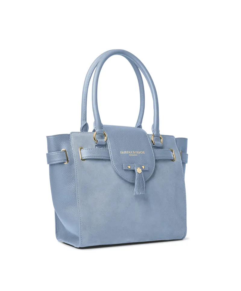 Fairfax and Favor Windsor Suede Tote Bag - Sky Blue-1