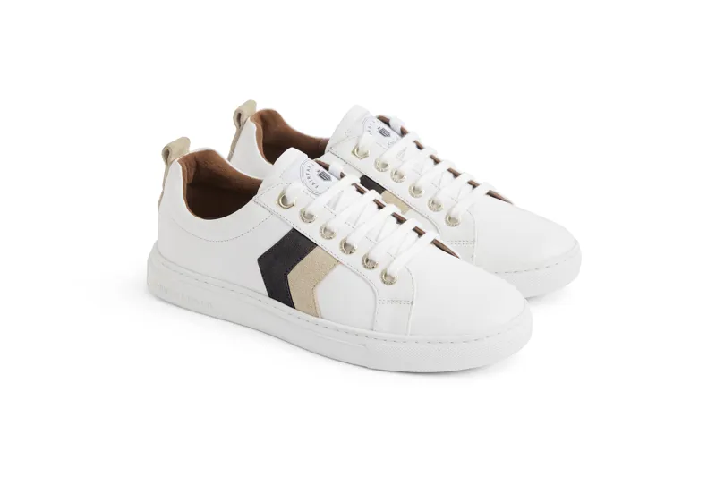 Fairfax and Favor Womens Alexandra Neutral Tri-Colour Leather Trainer