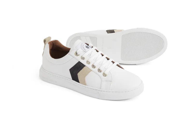 Fairfax and Favor Womens Alexandra Neutral Tri-Colour Leather Trainer-1