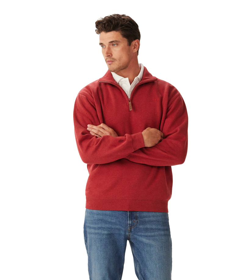 RM Williams Mulyungarie 1/4 Zip Sweatshirt - Red Marle-1