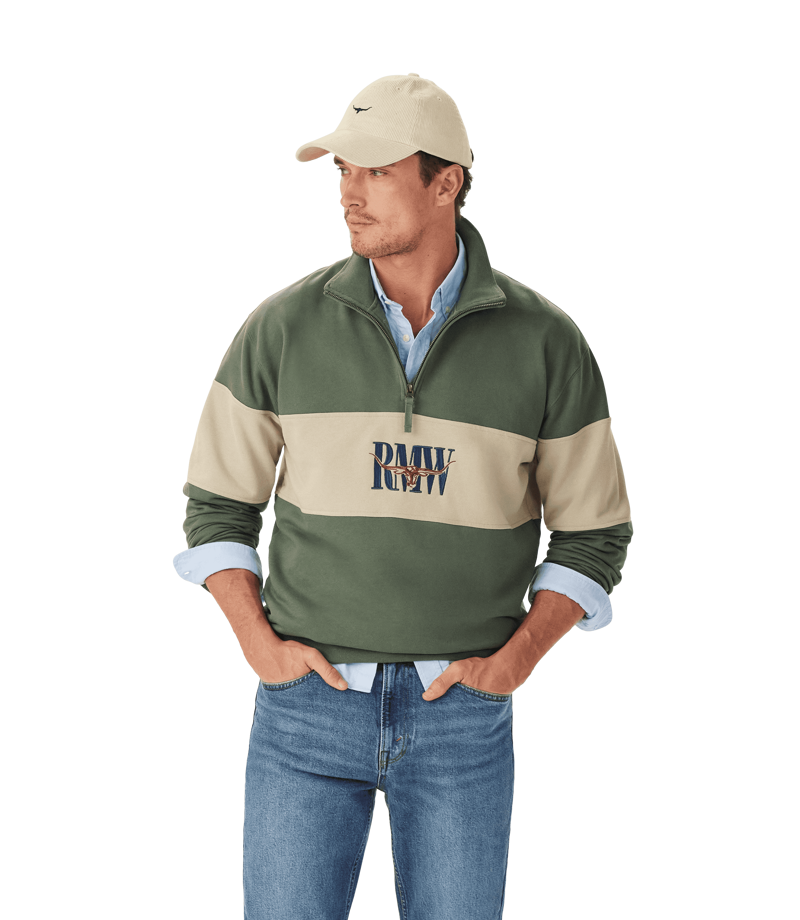 R.M.Williams Heritage 1/4 Zip Sweatshirt - Spruce Green-2