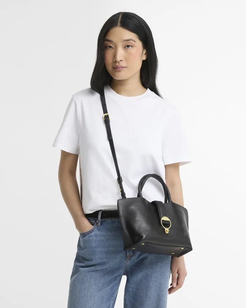 Barbour Alder Mini Leather Tote Bag - Black-1