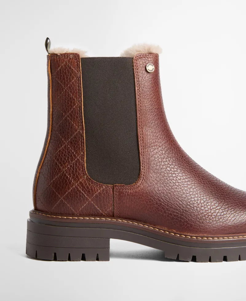 Barbour Evie Faux Fur Chelsea Boot - Brown-2