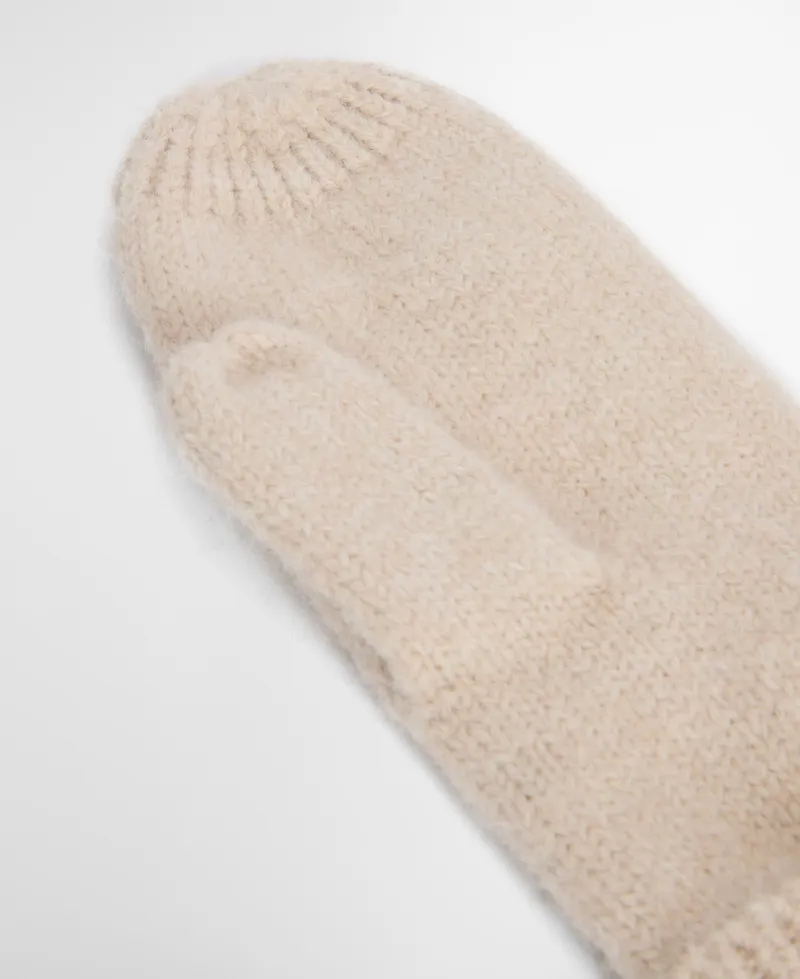 Barbour Elsdon Knitted Mittens - Eggshell-1