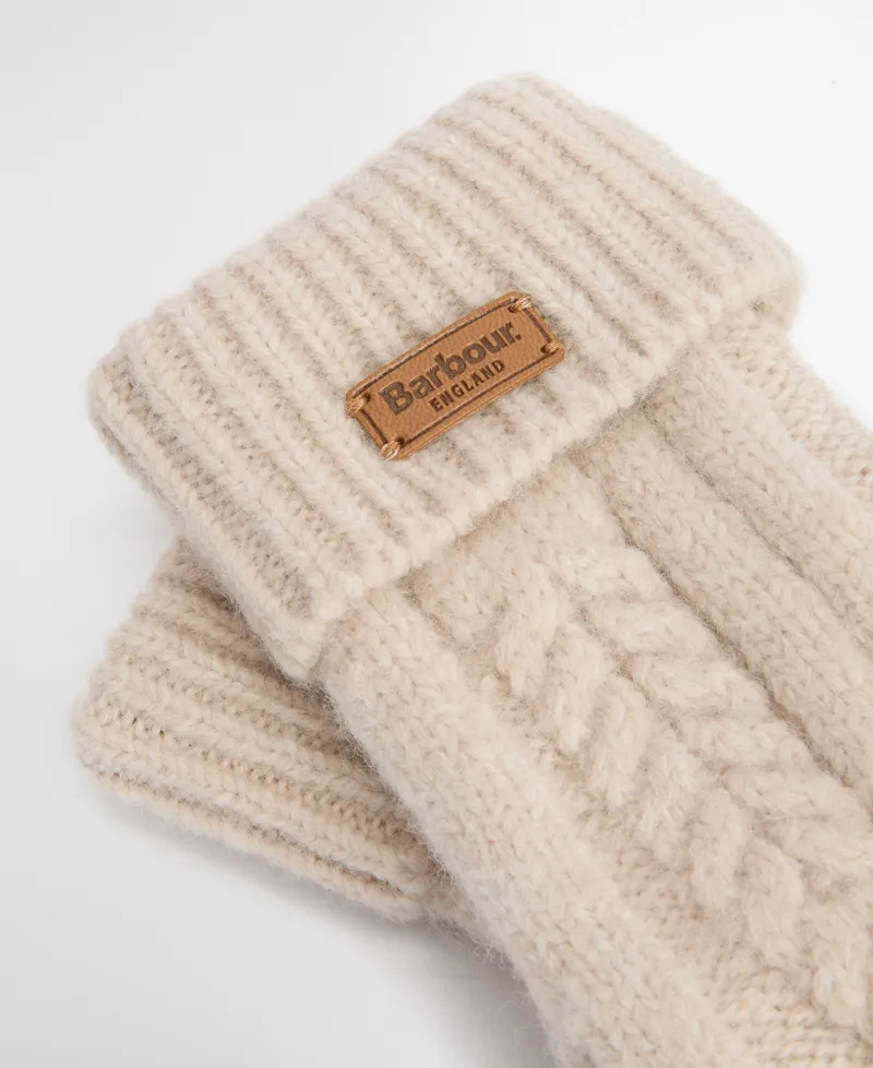Barbour Elsdon Knitted Mittens - Eggshell-3