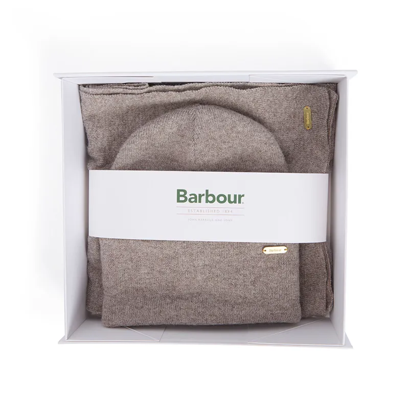 Barbour Winona Beanie and Scarf Gift Set - Taupe