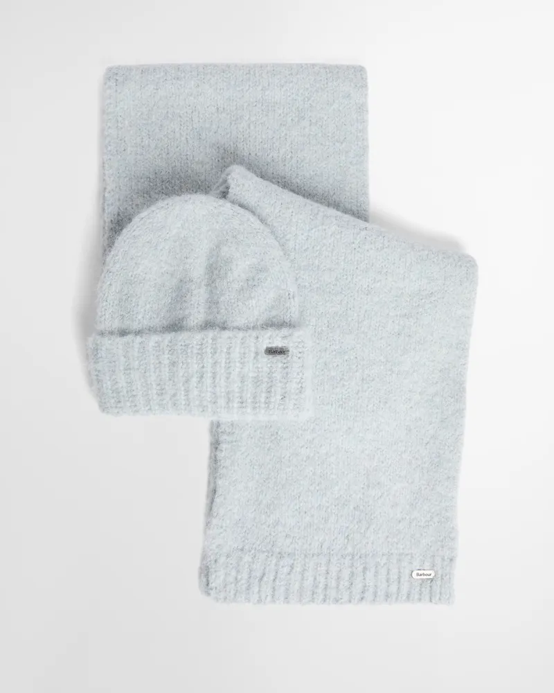 Barbour Emmy Beanie and Scarf Set - Soft Blue-1