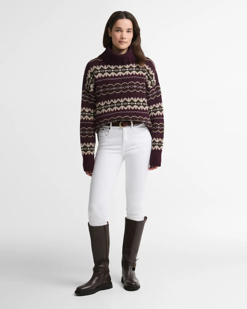 Barbour Ladies Helen Knitted Jumper - Fig Multi-2