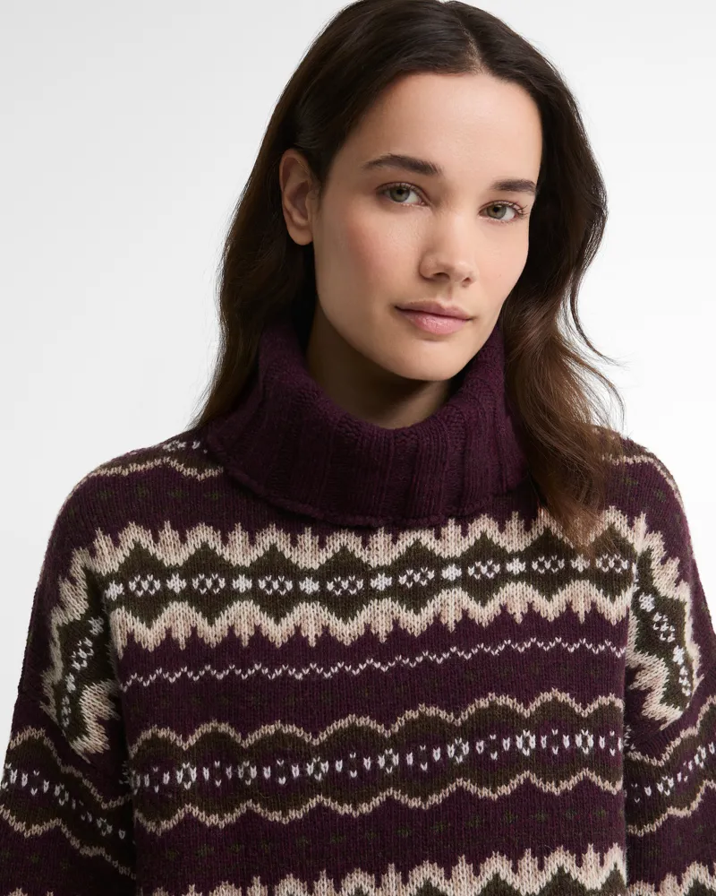 Barbour Ladies Helen Knitted Jumper - Fig Multi-4