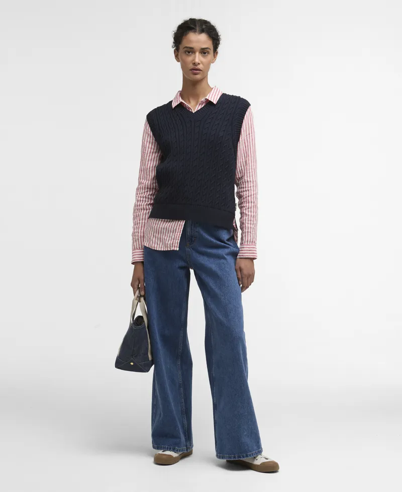 Barbour Hartland Sleeveless Knitted Jumper - Navy-1