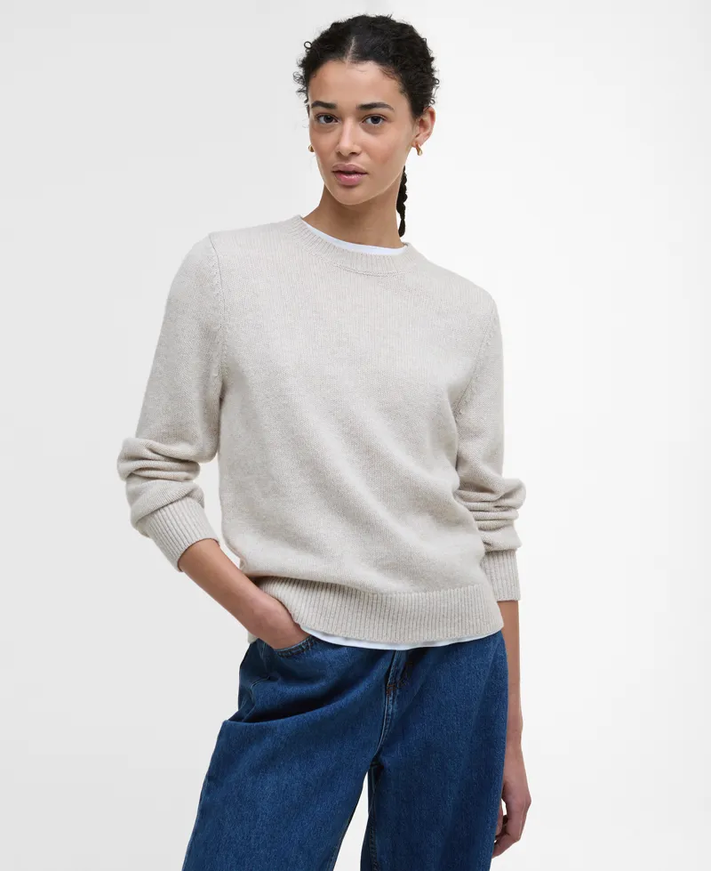 Barbour Woodhouse Cashmere Blend Knitted Jumper - Oatmeal-1