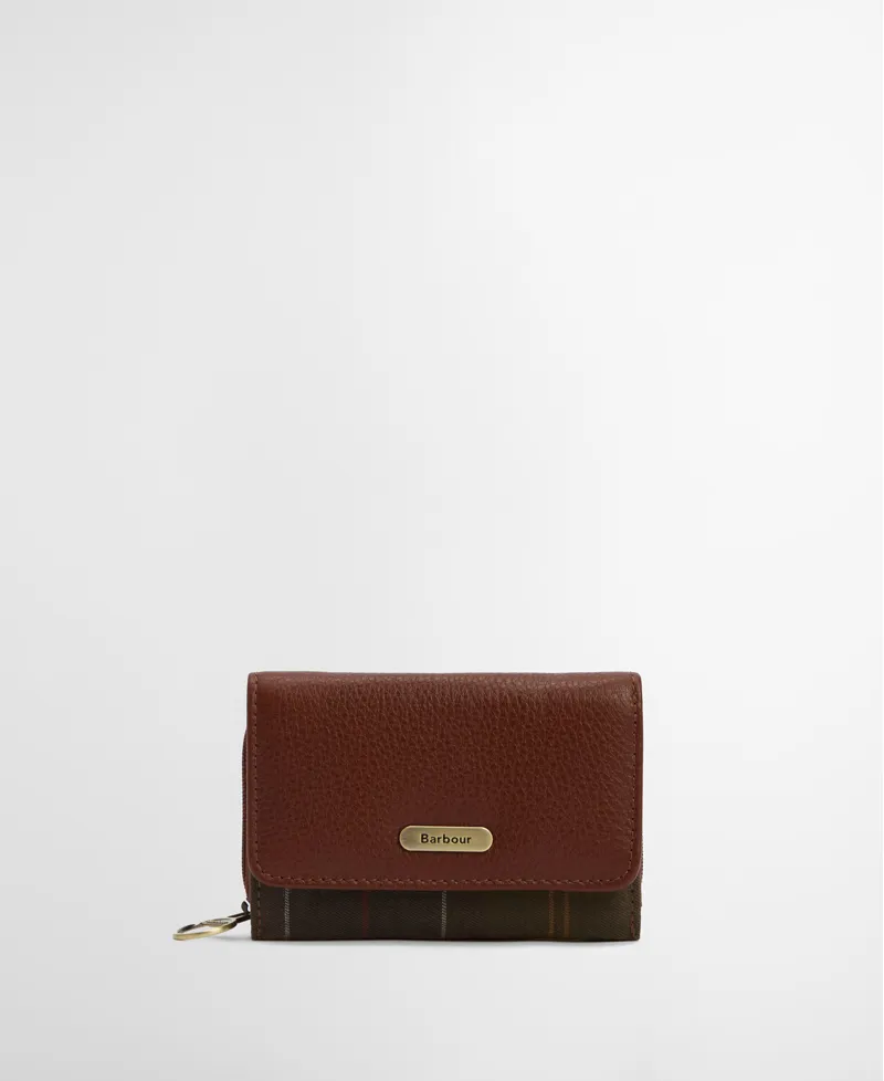 Barbour Rosa Leather French Purse - Brown/Tartan-1
