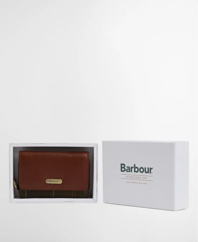 Barbour Rosa Leather French Purse - Brown/Tartan