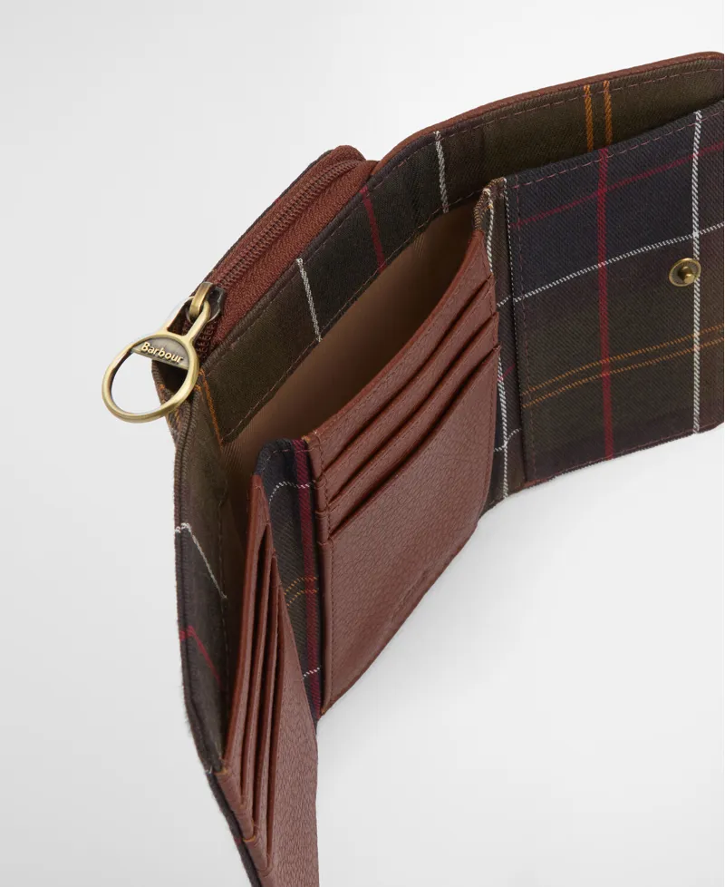 Barbour Rosa Leather French Purse - Brown/Tartan-4
