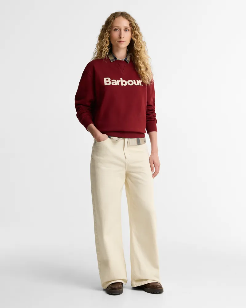 Barbour Hartland Crew Sweatshirt - Cranberry Red-1