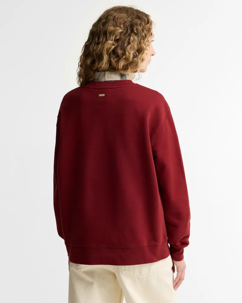 Barbour Hartland Crew Sweatshirt - Cranberry Red-2