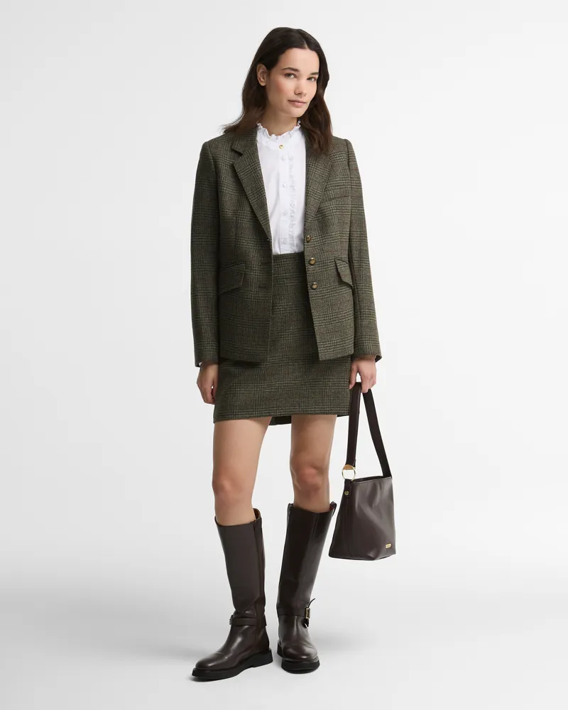 Barbour Browning Skirt - Olive Prince of Wales-1