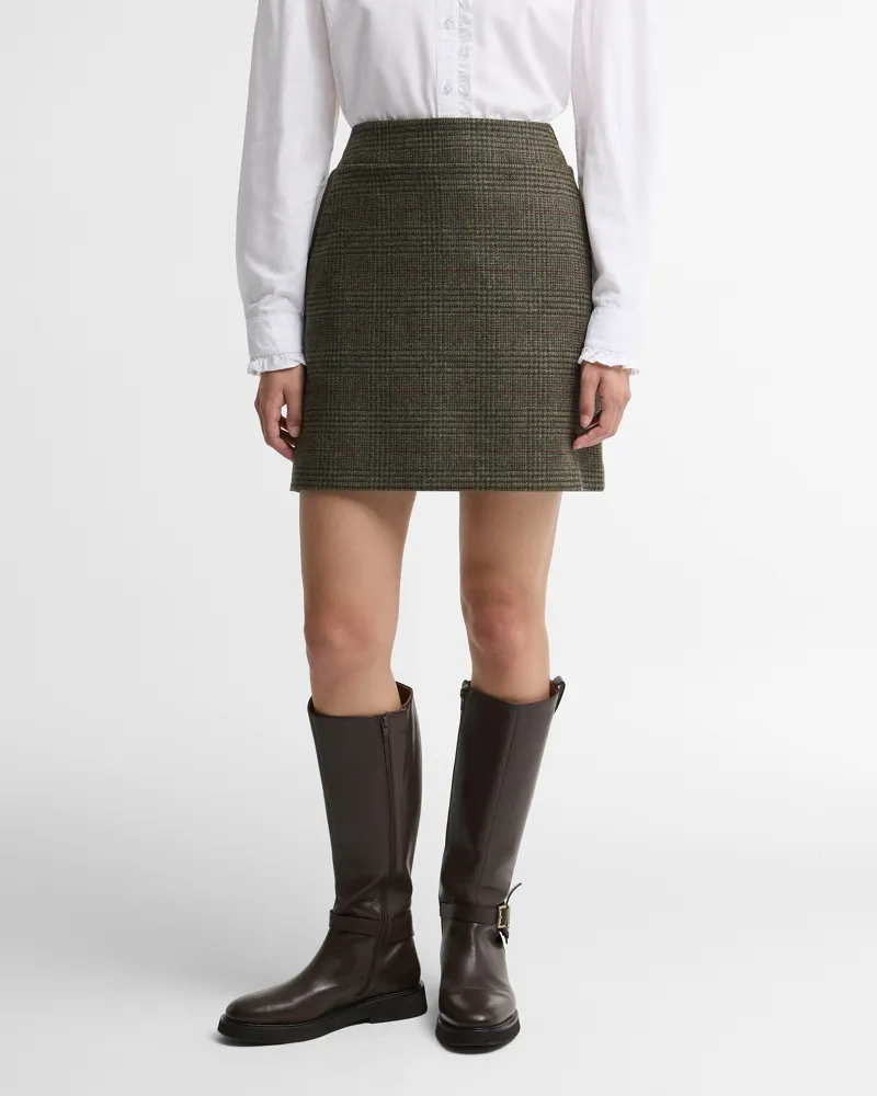 Barbour Browning Skirt - Olive Prince of Wales-2