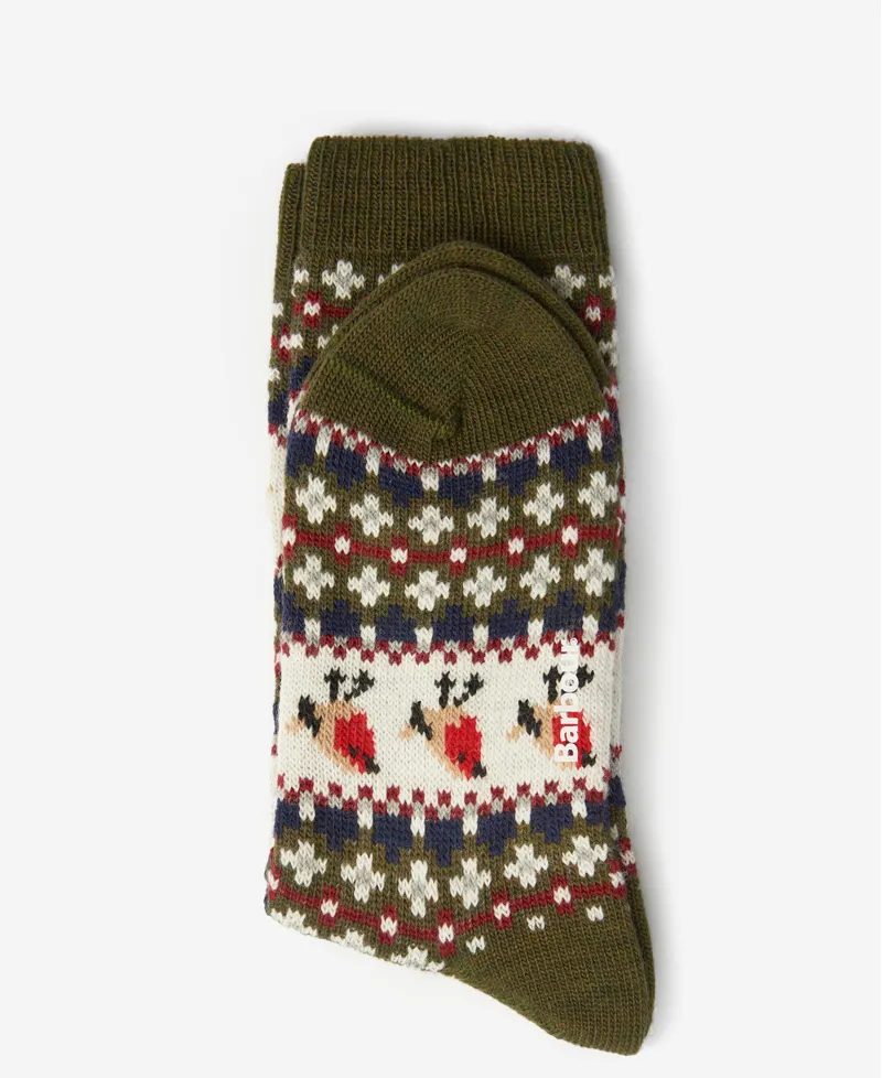 Barbour Robin Fairisle Sock - Olive-1