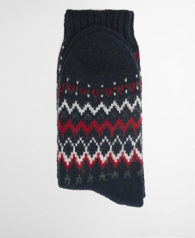 Barbour Kingsford Fairisle Sock - Navy Festive