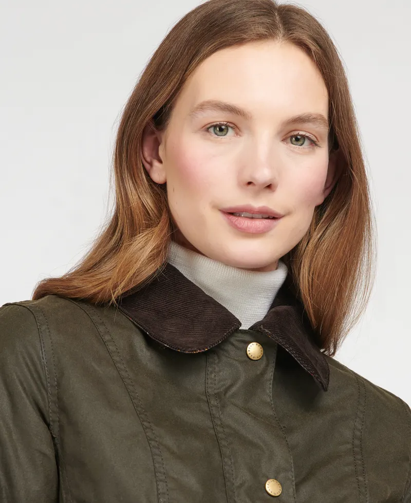 Barbour Ladies Belsay Wax Jacket Olive-2