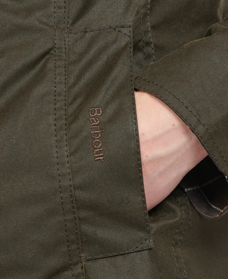 Barbour Ladies Belsay Wax Jacket Olive-4