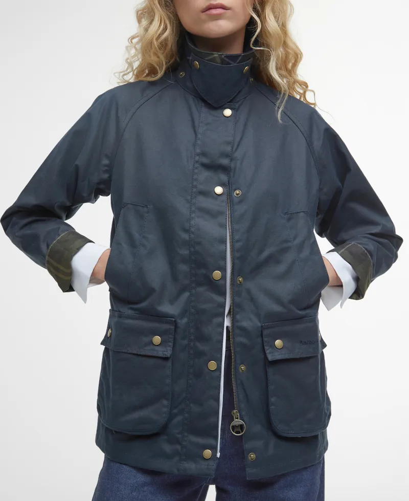 Barbour Acorn Wax Jacket - Navy-5
