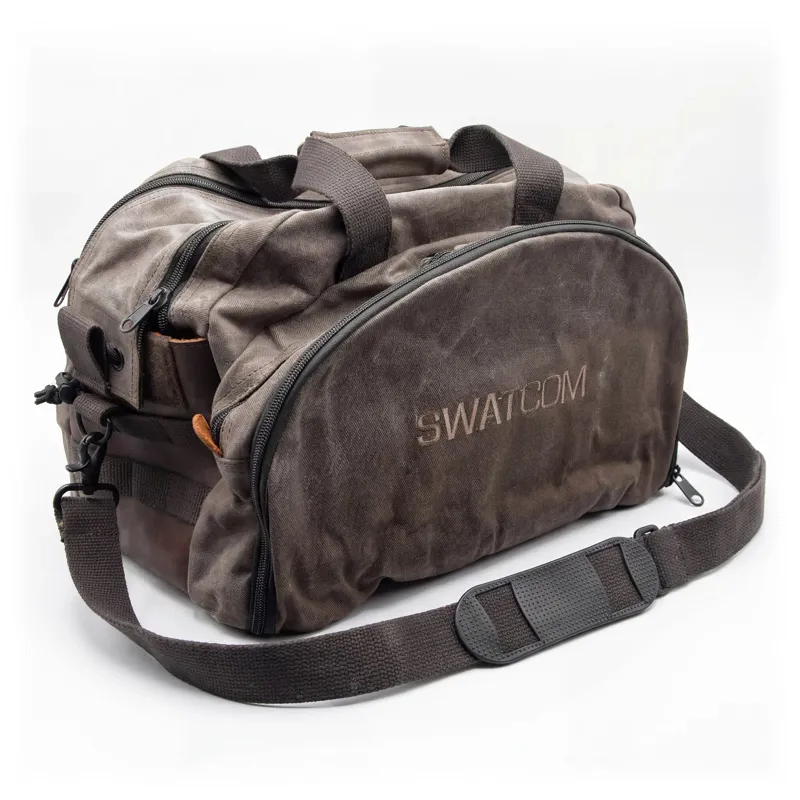 SWATCOM Tactical Gear Shooter Range Bag - BROWN Canvas/Leather-1