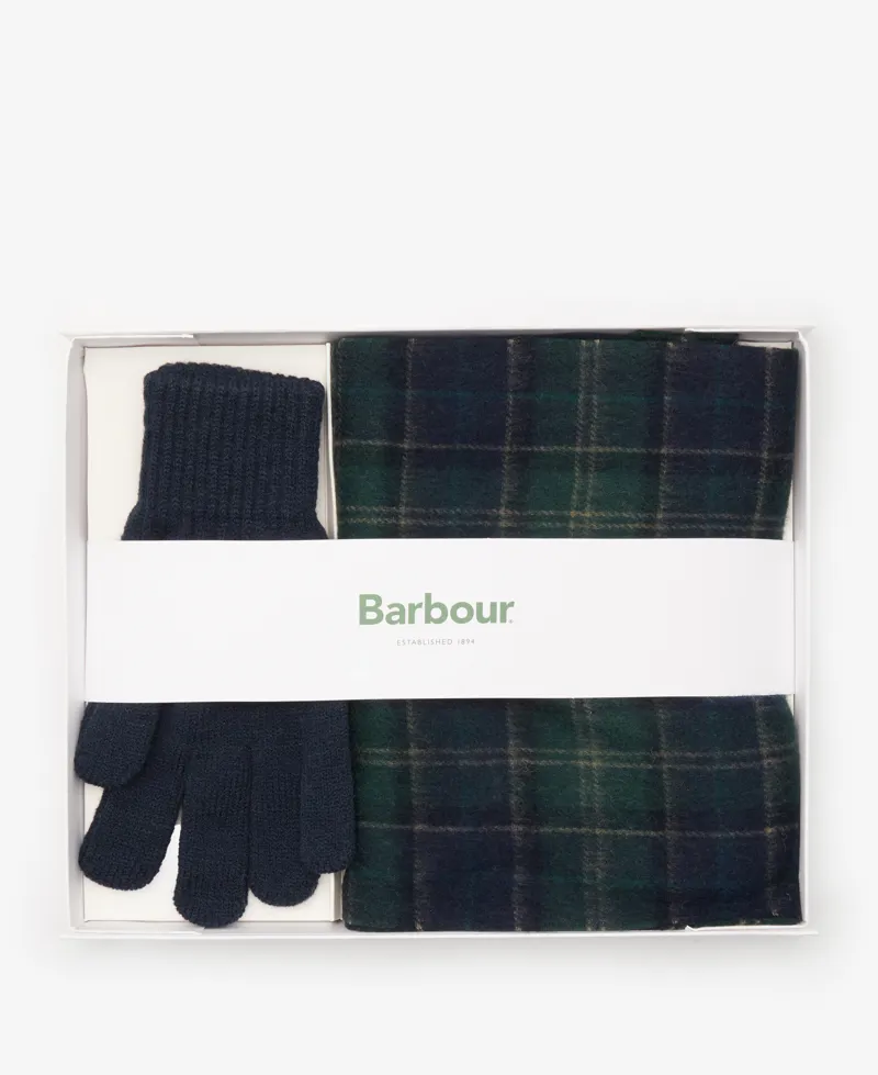 Barbour Tartan Scarf and Glove Set - Green Loch Tartan