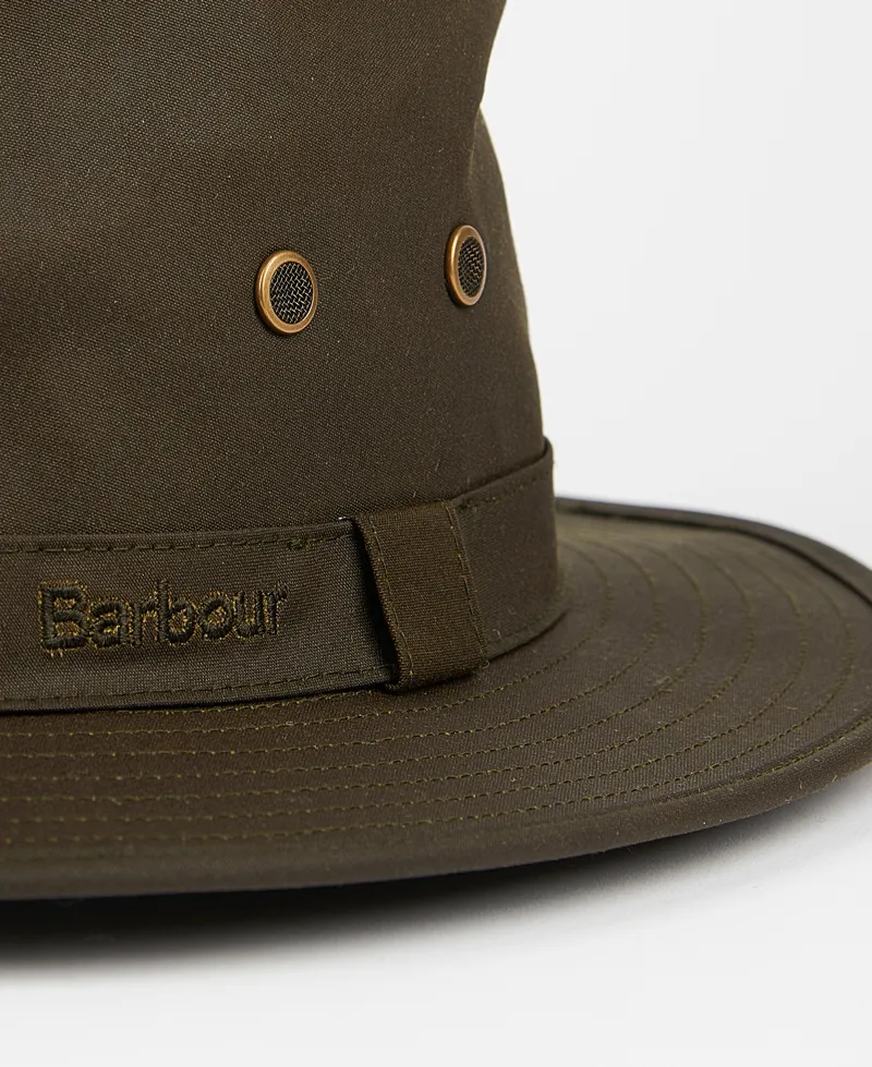 Barbour Dawson Wax Safari Hat - Olive-2