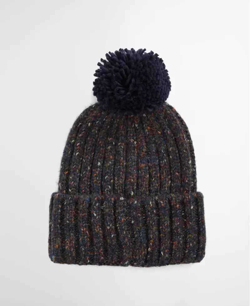 Barbour Kelson Fleck Pom Beanie Hat - Navy-1