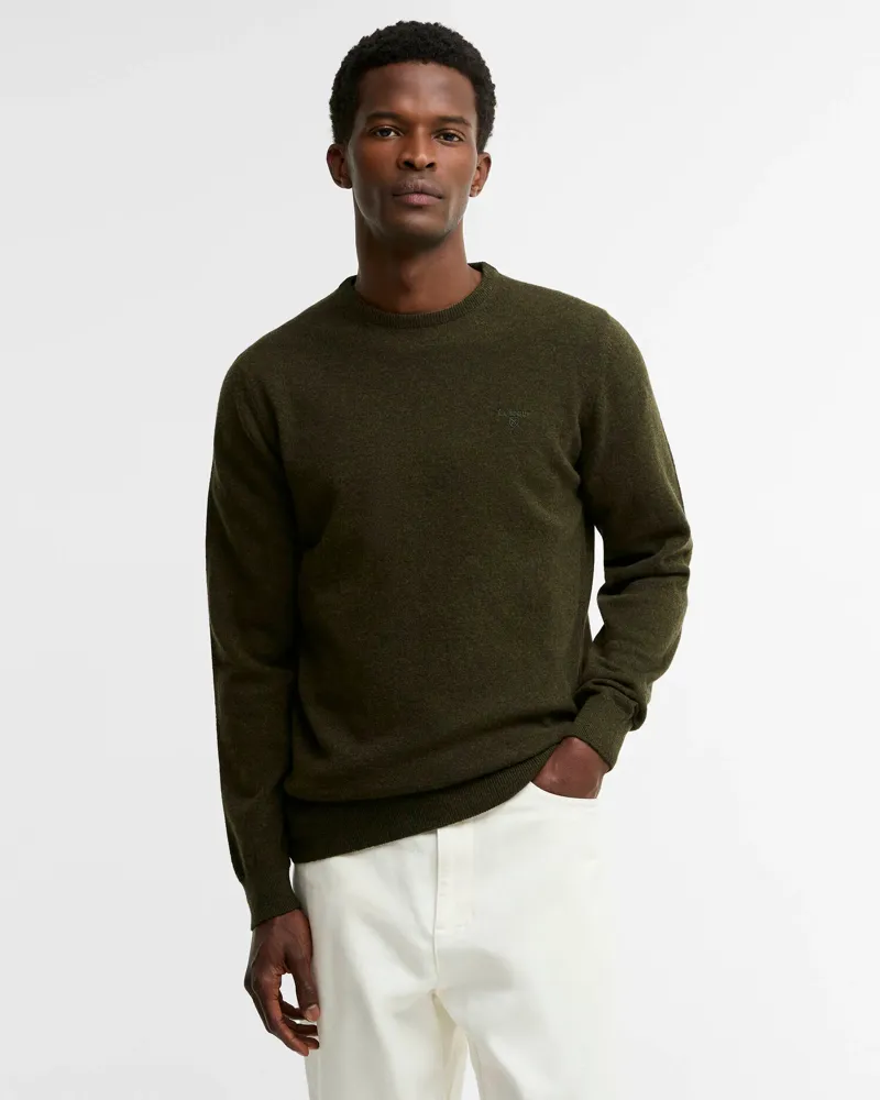 Barbour Essential Lambswool Crew Neck Jumper Seaweed-1