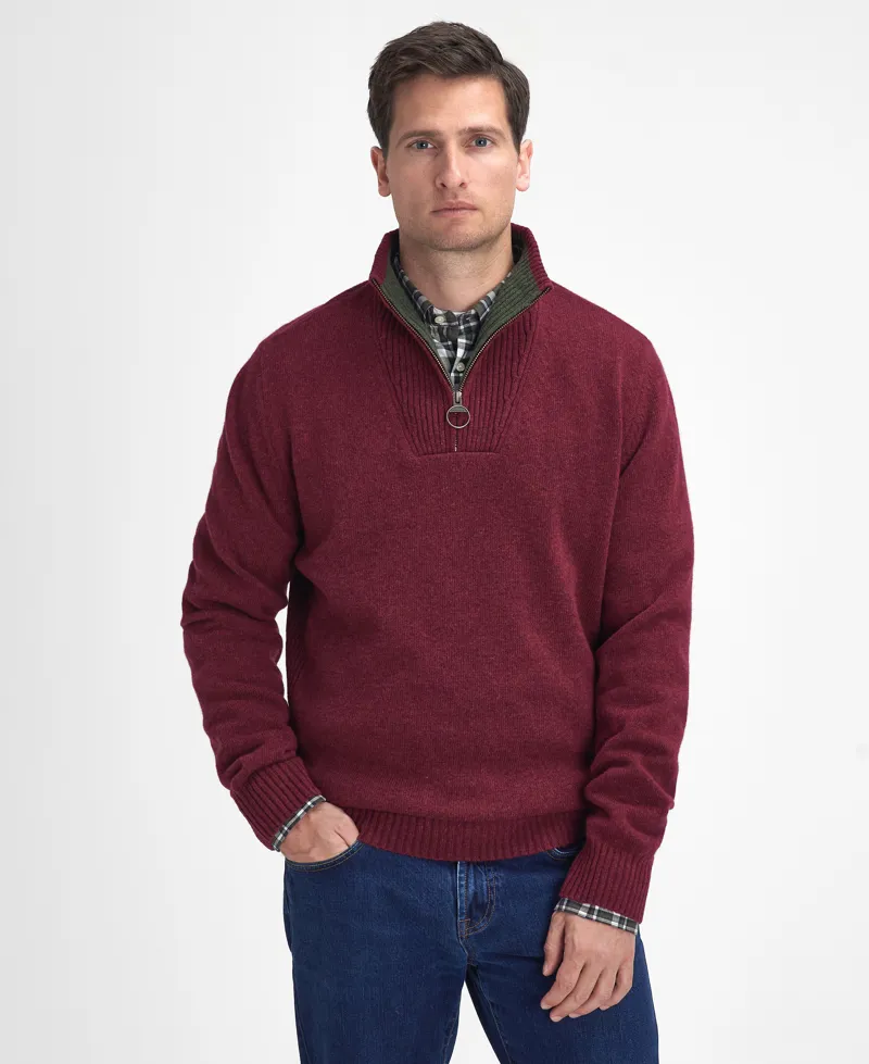 Barbour Mens Essential 1/2 Zip Jumper - Port-1