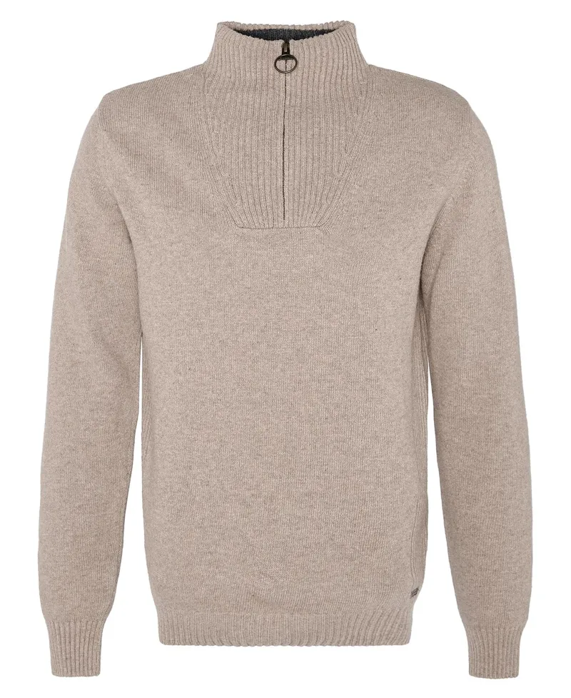 Barbour Nelson Essential Half Zip Jumper - Stone
