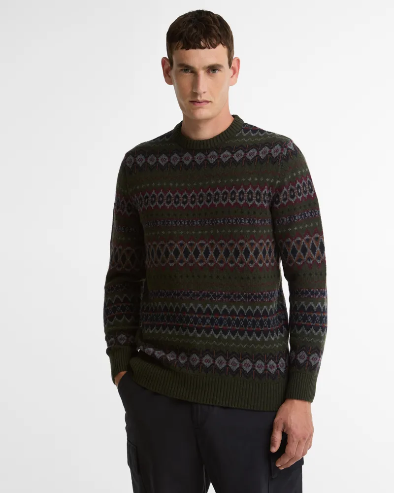 Barbour Case Fairisle Crew Neck Sweater - Shadow-1