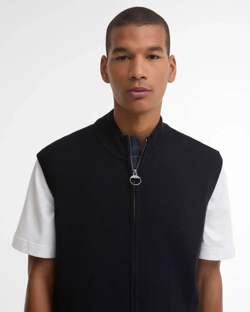 Barbour Kelling Knitted Gilet - Navy-1
