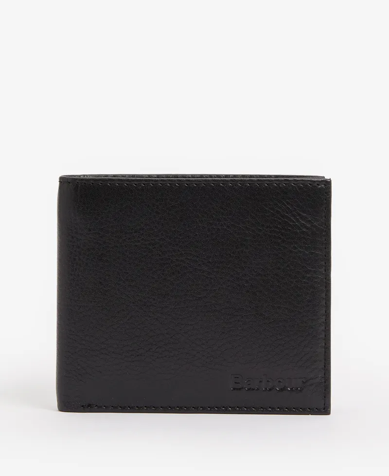 Barbour Colwell Leather Billfold Wallet - Black/Classic