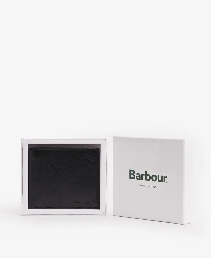 Barbour Colwell Leather Billfold Wallet - Black/Classic-1
