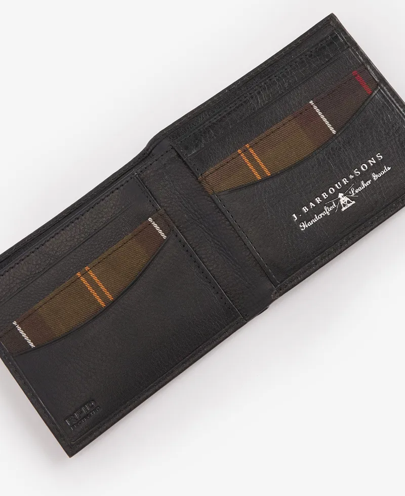 Barbour Colwell Leather Billfold Wallet - Black/Classic-3