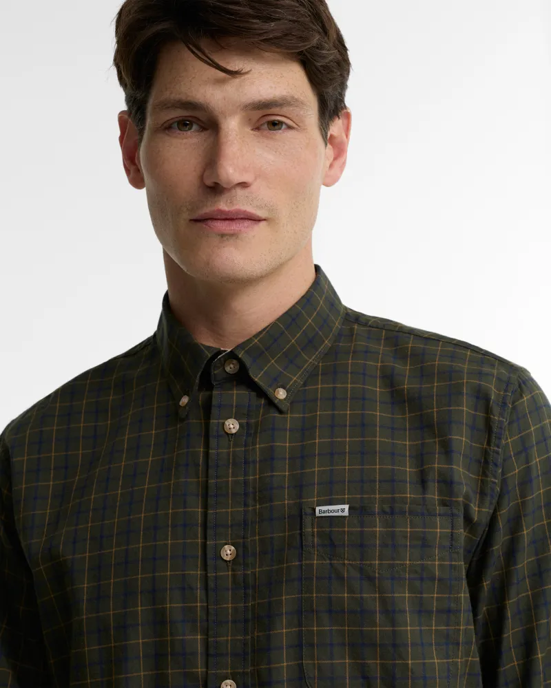Barbour Bank Regular Tattersall Shirt - Olive-3
