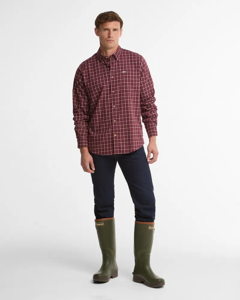 Barbour Bank Regular Tattersall Shirt - Dark Bordeaux-1